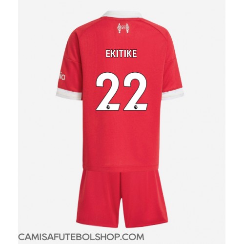 Camisa de time de futebol Liverpool Hugo Ekitike #22 Replicas 1º Equipamento Infantil 2025-26 Manga Curta (+ Calças curtas)